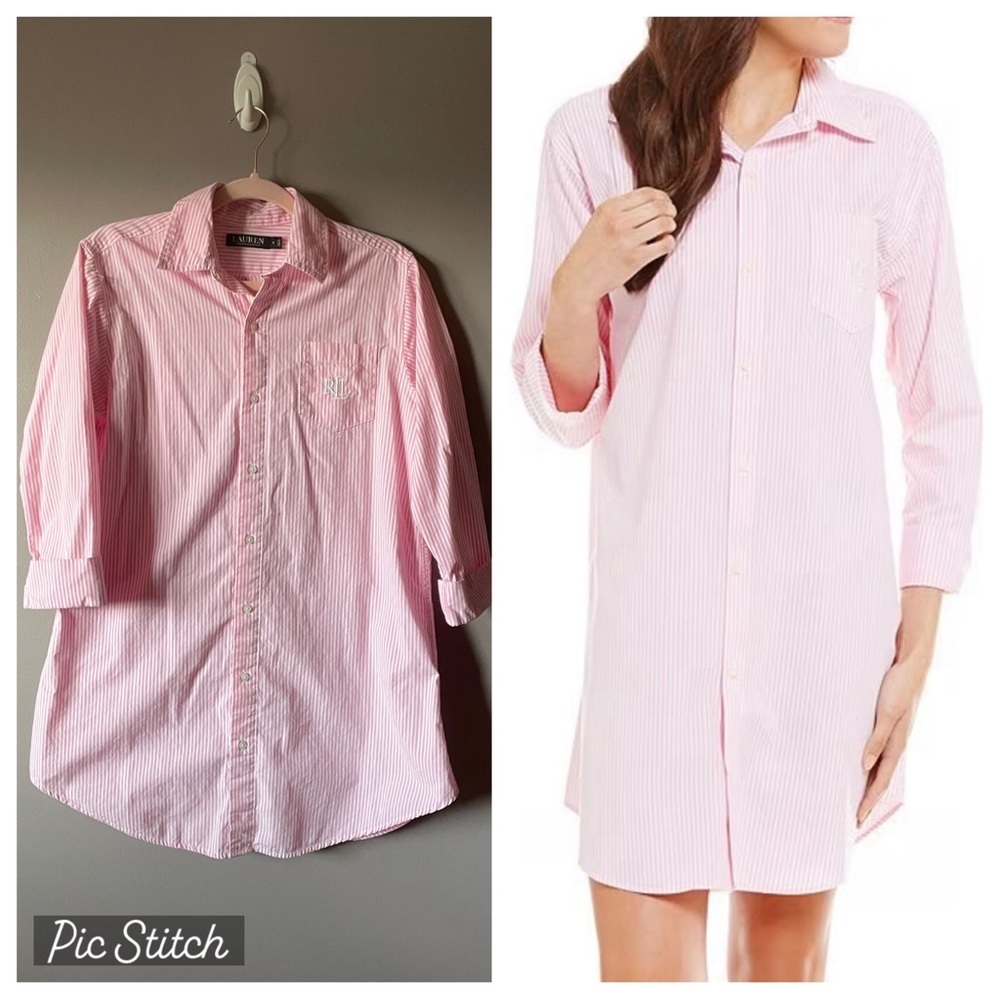 Ralph Lauren Black Label Pink Striped Pajama Shirt